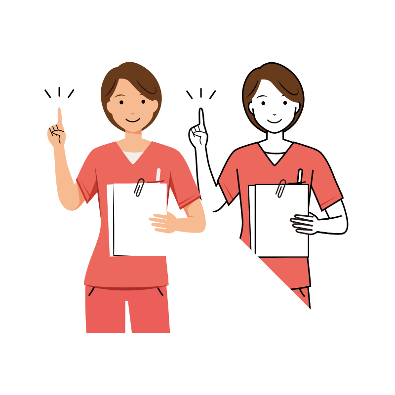 歯科衛生士 イラスト - 看護師・女性・ピンクスクラブ・説明・上半身