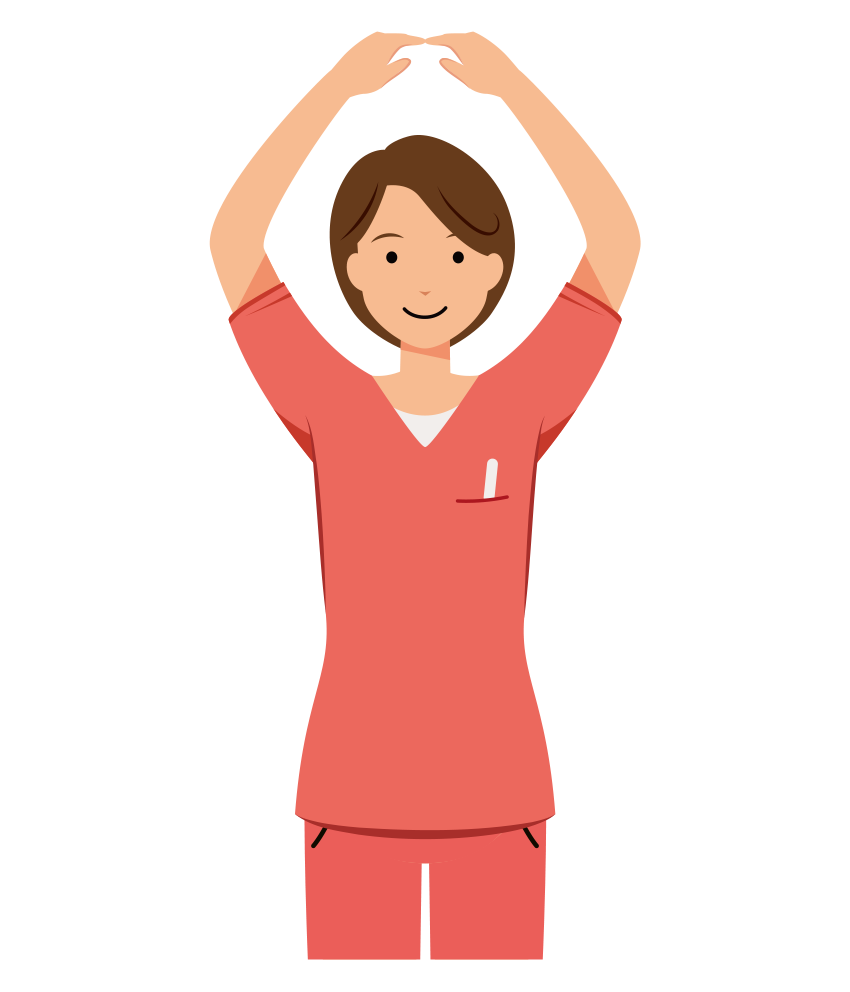 歯科衛生士 イラスト - 看護師・女性・OKポーズ・ピンクスクラブ・上半身・塗り | イラストれいと