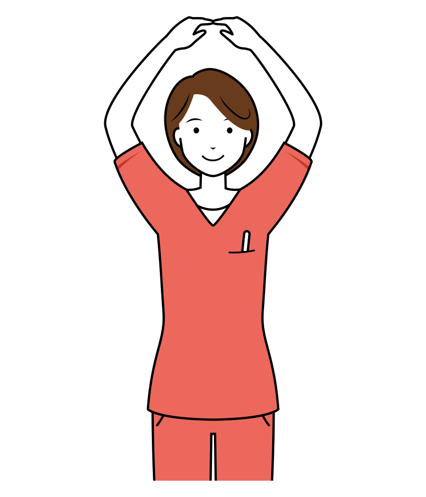 歯科衛生士 イラスト - 看護師・女性・OKポーズ・ピンクスクラブ・上半身・線画 | イラストれいと