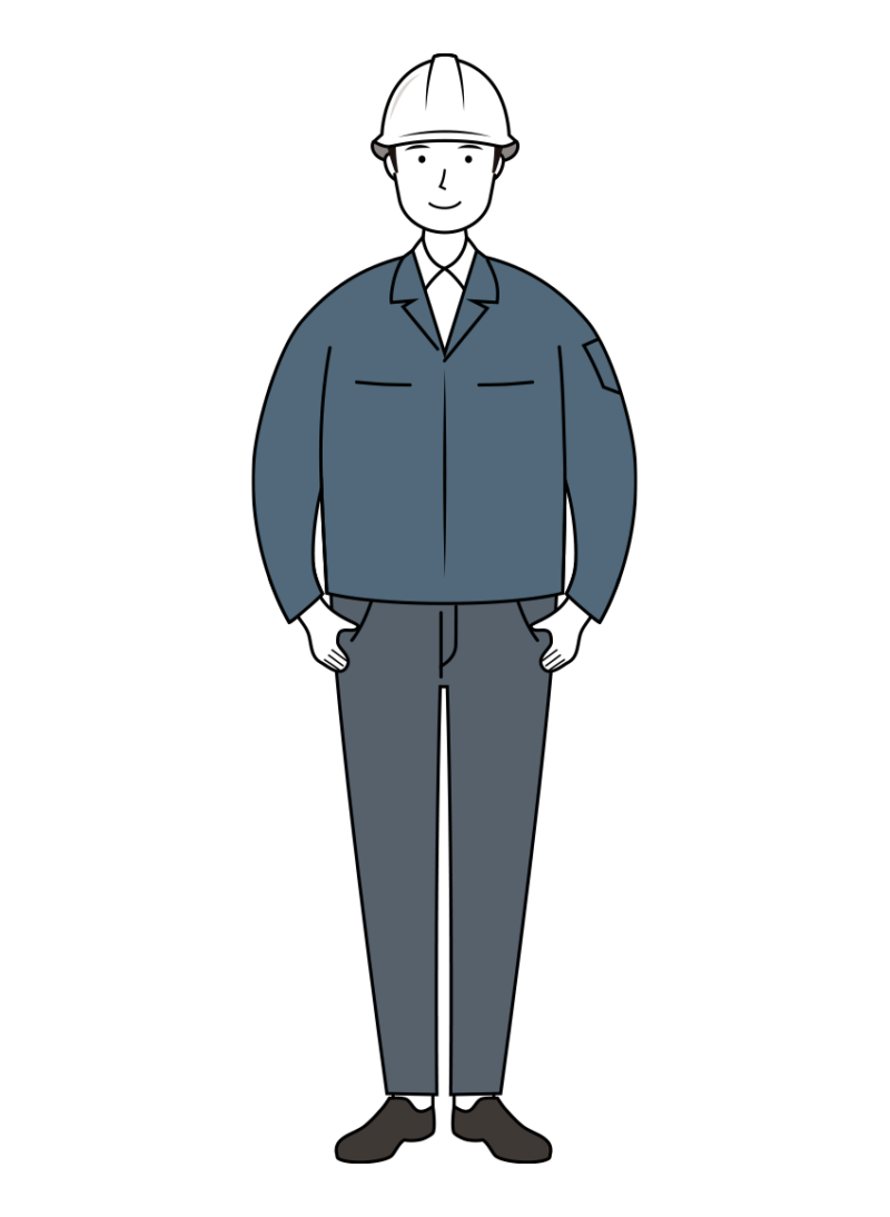 働く人・職業 イラスト - 現場監督 (Site Supervisor)・男性・ 腕章無し・線画 | イラストれいと