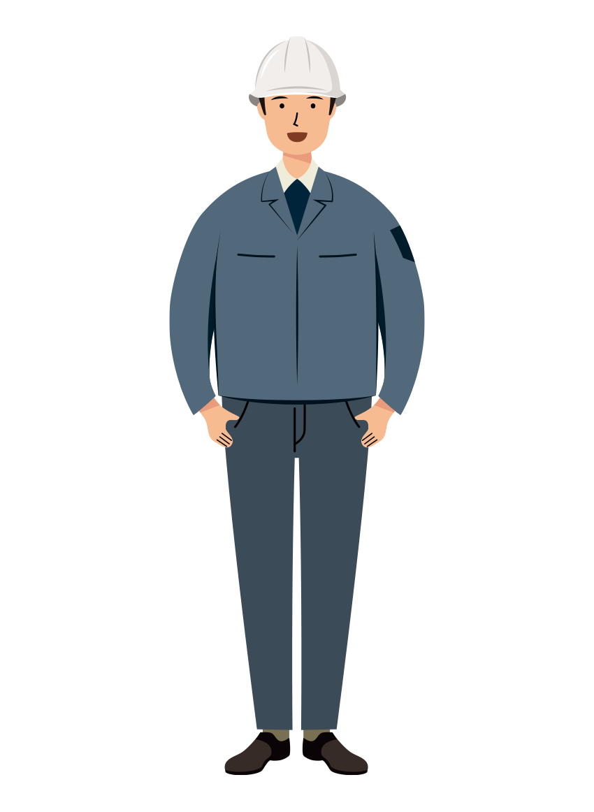 建設・現場 イラスト - 現場監督 (Site Supervisor)・男性・ 笑顔・腕章無し・塗り | イラストれいと