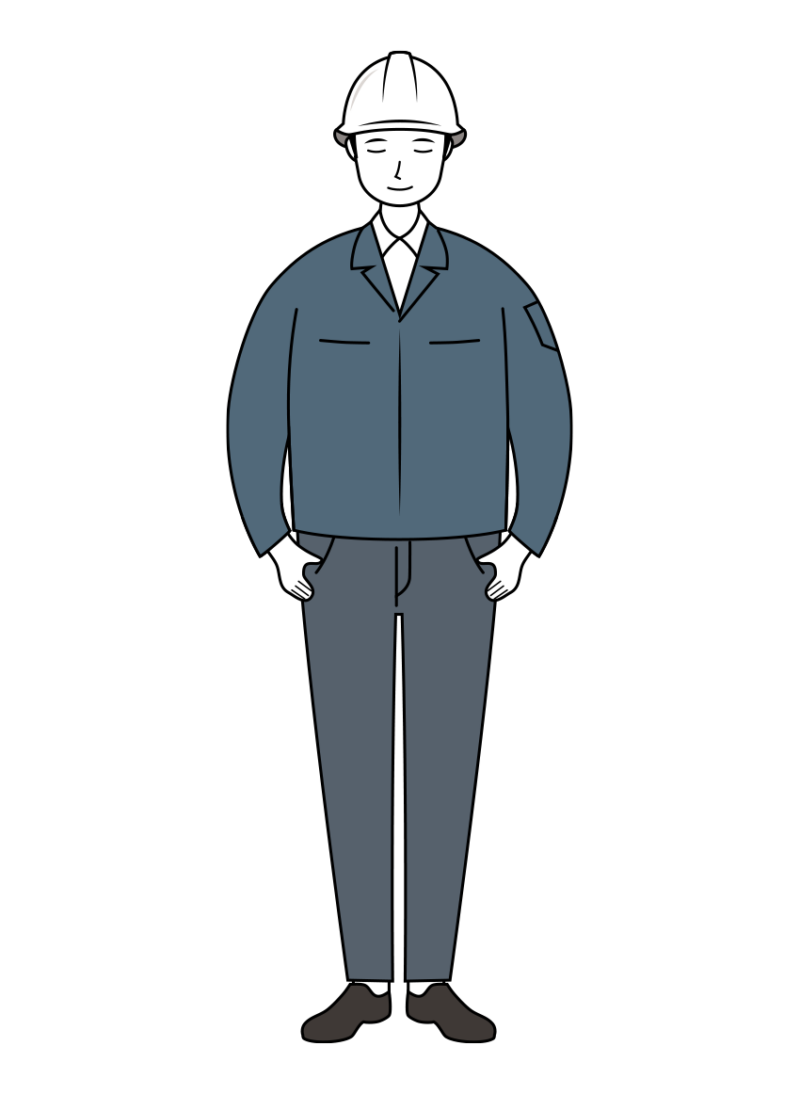 建設・現場 イラスト - 現場監督 (Site Supervisor)・男性・ お辞儀・腕章無し・線画 | イラストれいと