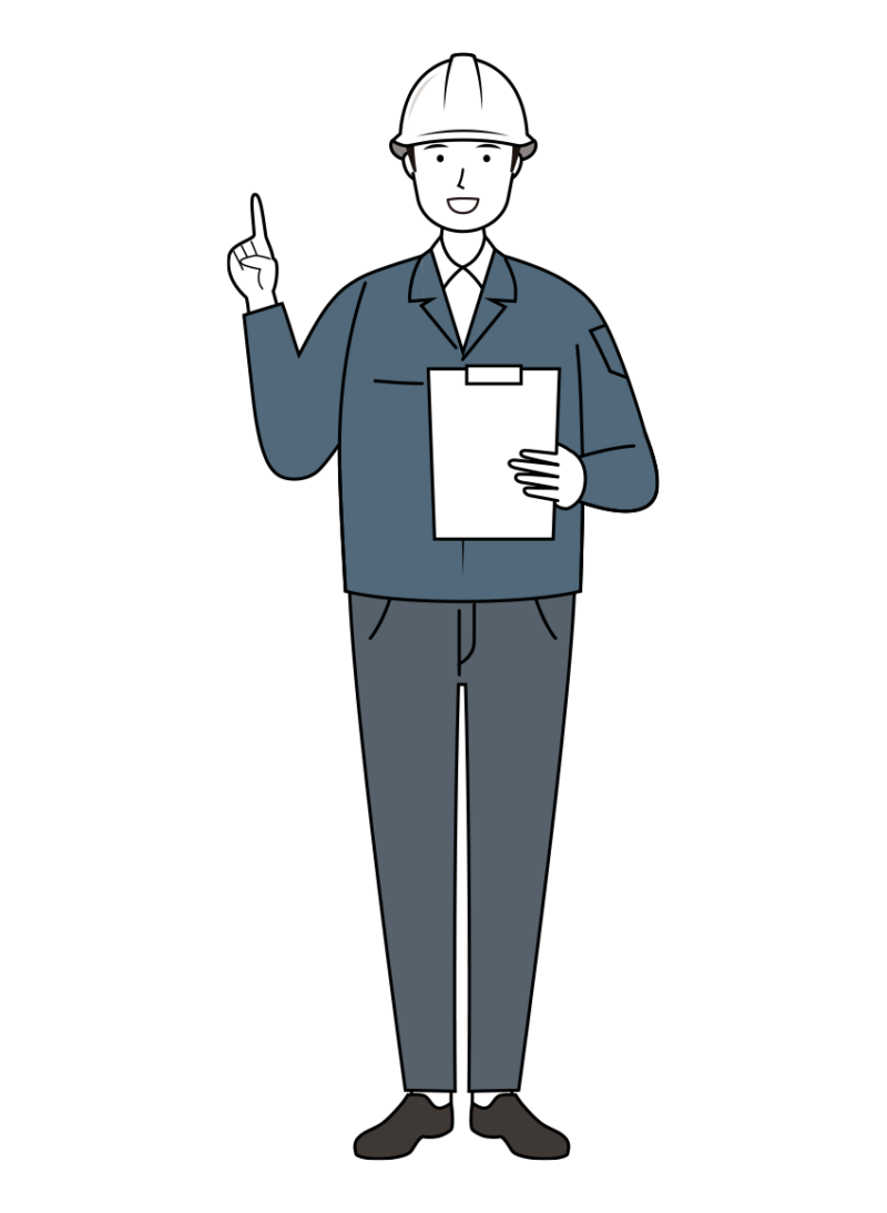 建設・現場 イラスト - 現場監督 (Site Supervisor)・男性・ 説明・笑顔・腕章無し・線画 | イラストれいと