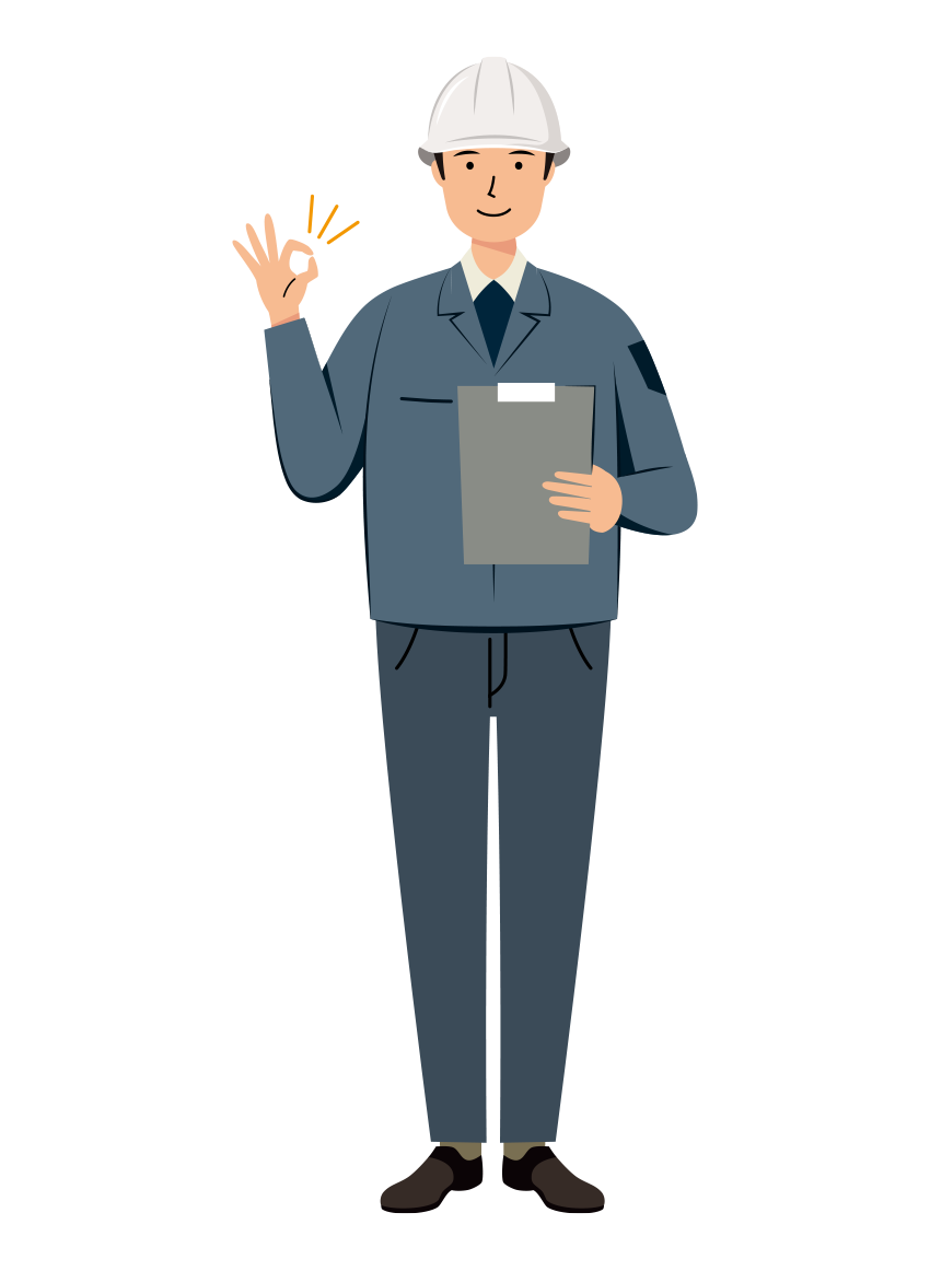 建設・現場 イラスト - 現場監督 (Site Supervisor)・男性・ OKサイン・腕章無し・塗り | イラストれいと