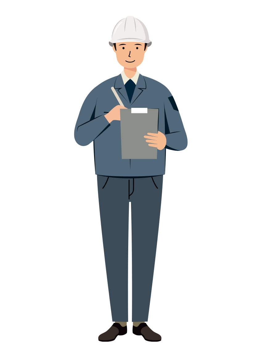 建設・現場 イラスト - 現場監督 (Site Supervisor)・男性・ メモ書き・腕章無し・塗り | イラストれいと