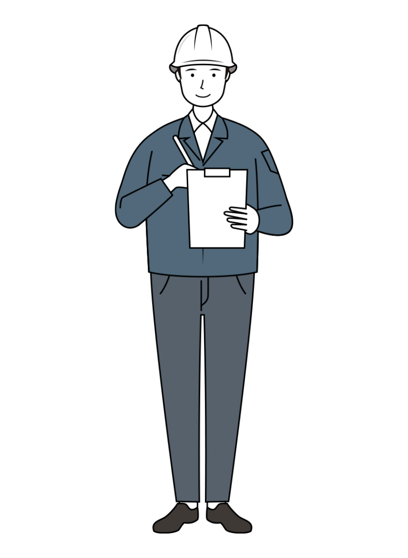 建設・現場 イラスト - 現場監督 (Site Supervisor)・男性・ メモ書き・腕章無し・線画 | イラストれいと