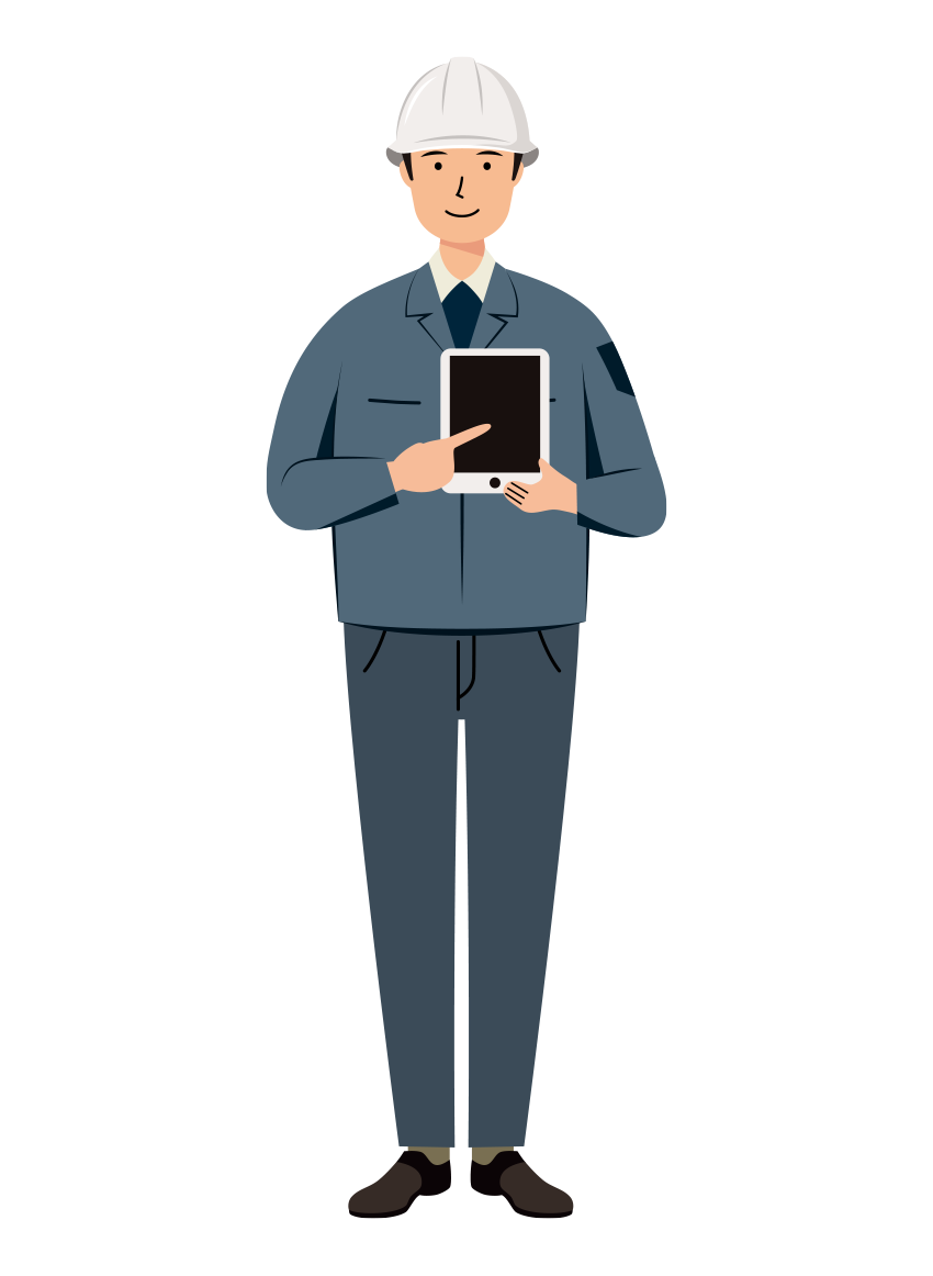 建設・現場 イラスト - 現場監督 (Site Supervisor)・男性・ 業務用タブレット・腕章無し・塗り | イラストれいと
