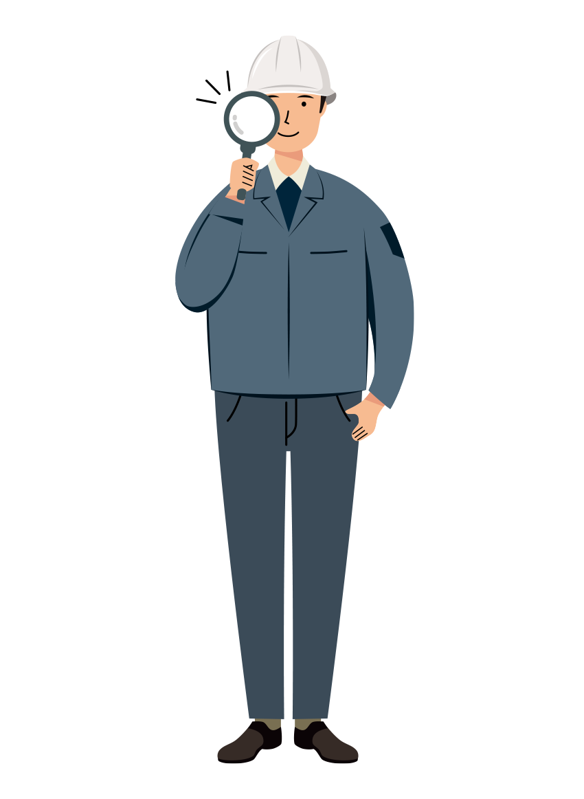 建設・現場 イラスト - 現場監督 (Site Supervisor)・男性・チェック作業・白ヘルメット・塗り | イラストれいと