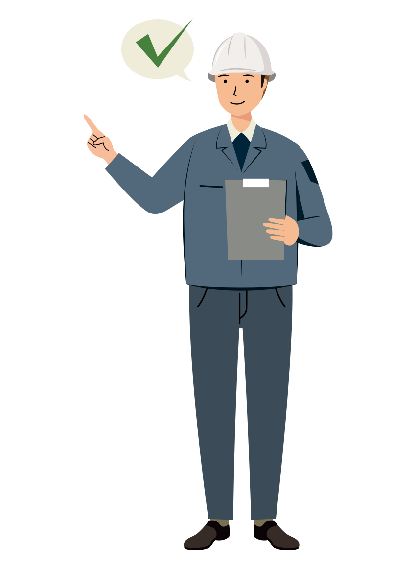 建設・現場 イラスト - 現場監督 (Site Supervisor)・男性・安全確認・白ヘルメット・塗り | イラストれいと