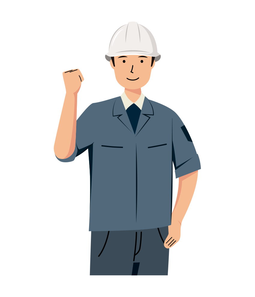 現場監督 (Site Supervisor) イラスト - 男性・ガッツポーズ・白ヘルメット・上半身・塗り| イラストれいと
