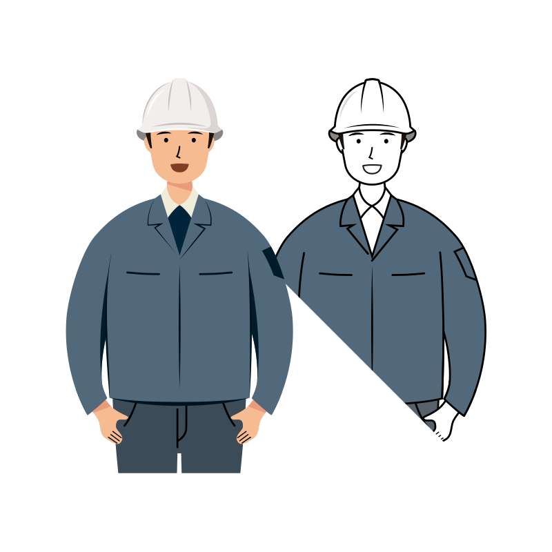現場監督 イラスト - 男性・白ヘルメット・笑顔・上半身| イラストれいと