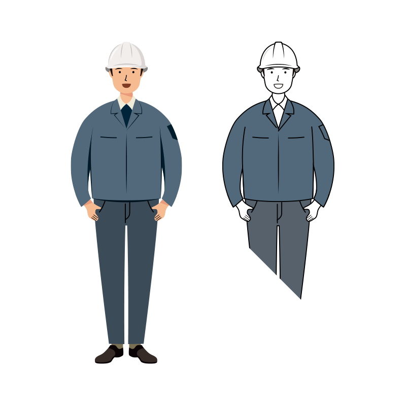 建設・現場 イラスト - 現場監督 (Site Supervisor)・男性・ 笑顔・腕章無し | イラストれいと