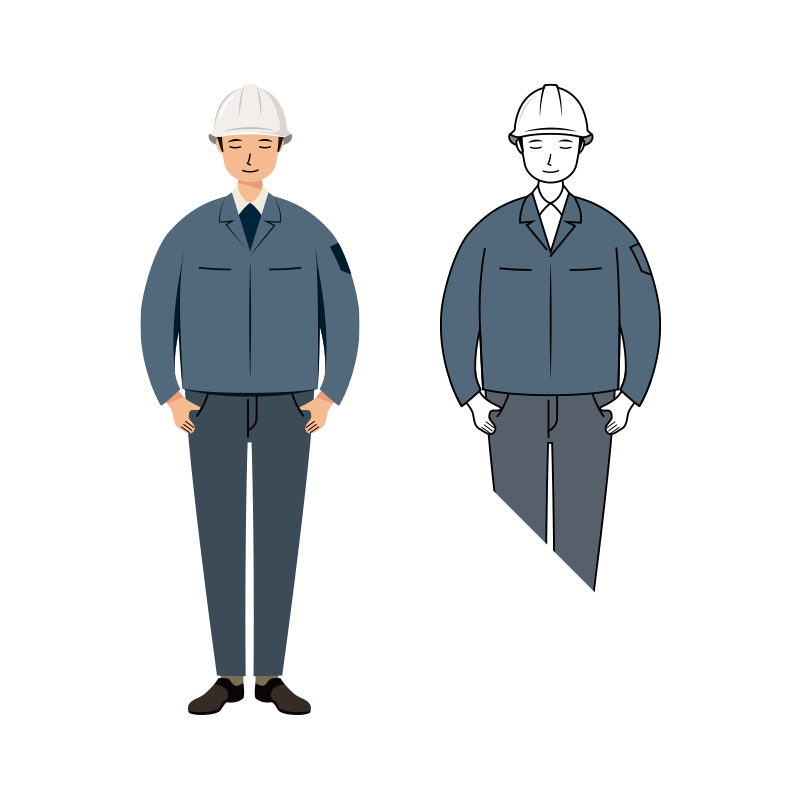 建設・現場 イラスト - 現場監督 (Site Supervisor)・男性・ お辞儀・腕章無し | イラストれいと