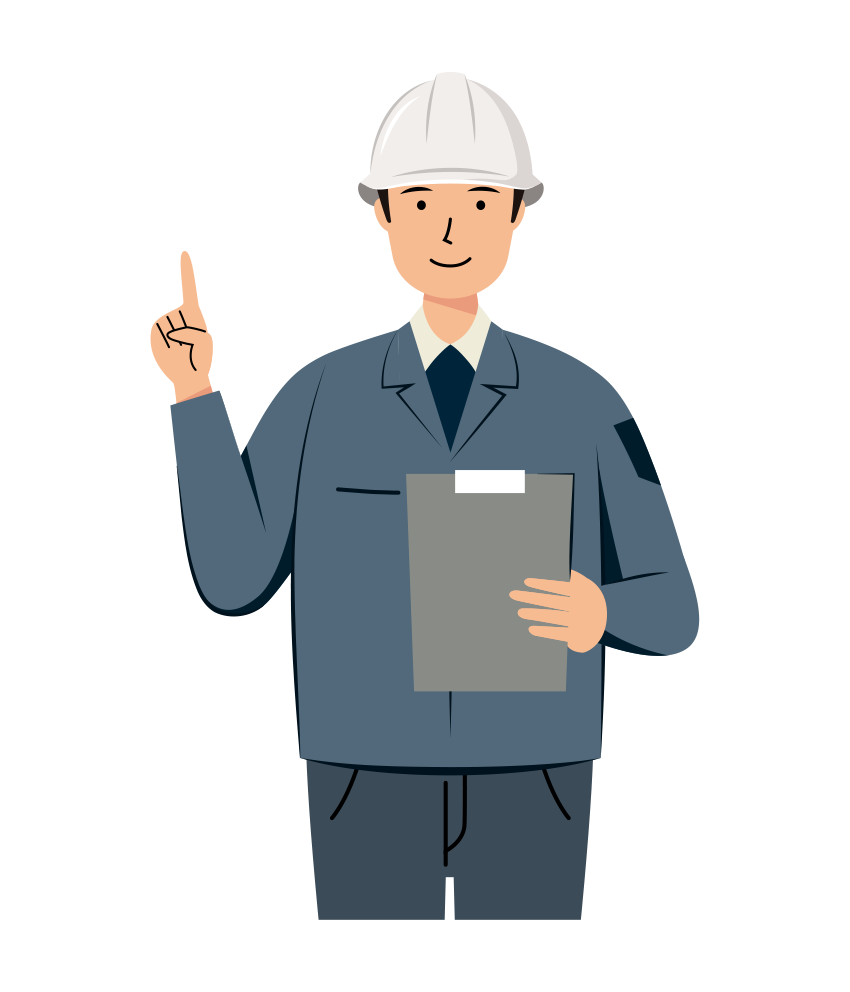 現場監督 イラスト - 男性・説明・白ヘルメット・上半身・塗り | イラストれいと