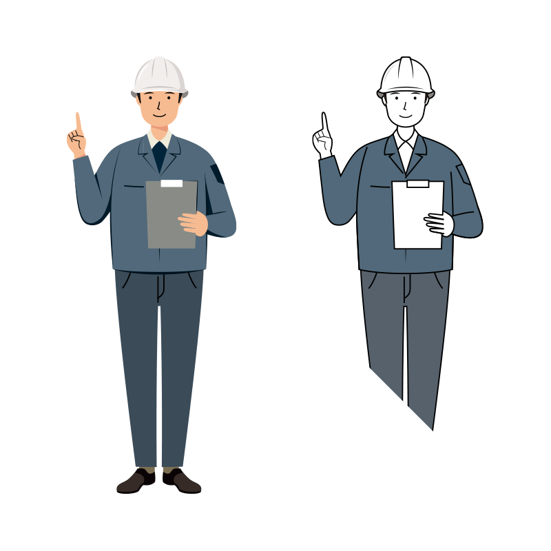 建設・現場 イラスト - 現場監督 (Site Supervisor)・男性・ 説明・腕章無し | イラストれいと