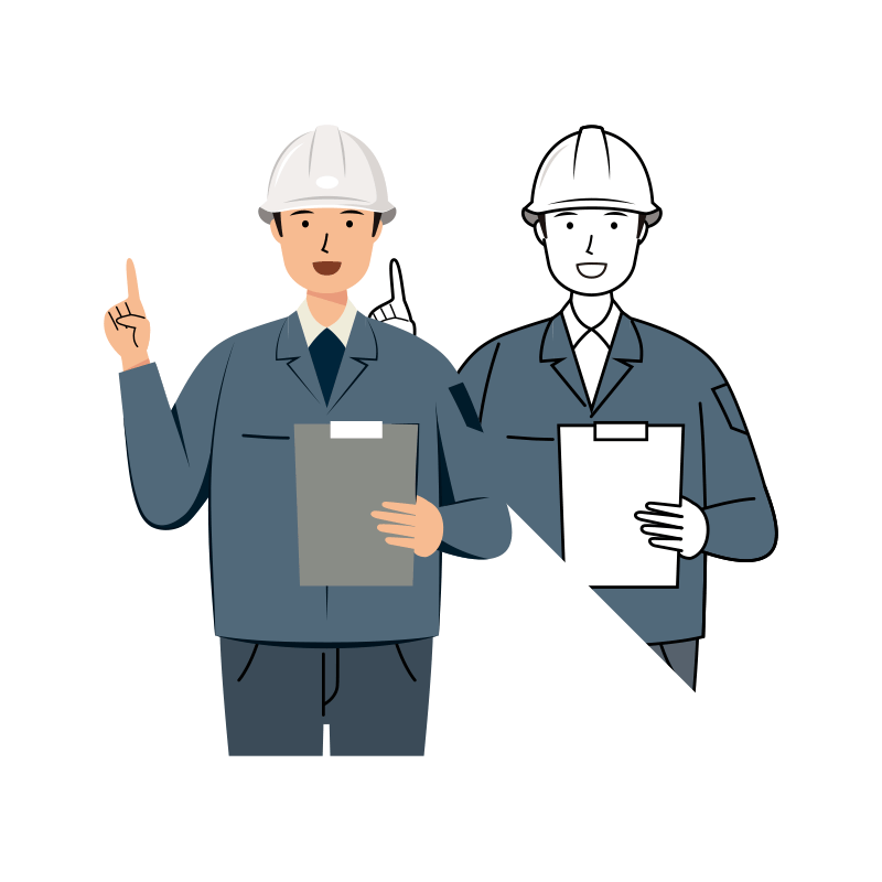 現場監督 イラスト - 男性・説明・笑顔・白ヘルメット・上半身 | イラストれいと
