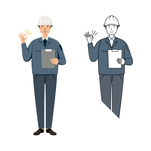建設・現場 イラスト - 現場監督 (Site Supervisor)・男性・ OKサイン・腕章無し | イラストれいと