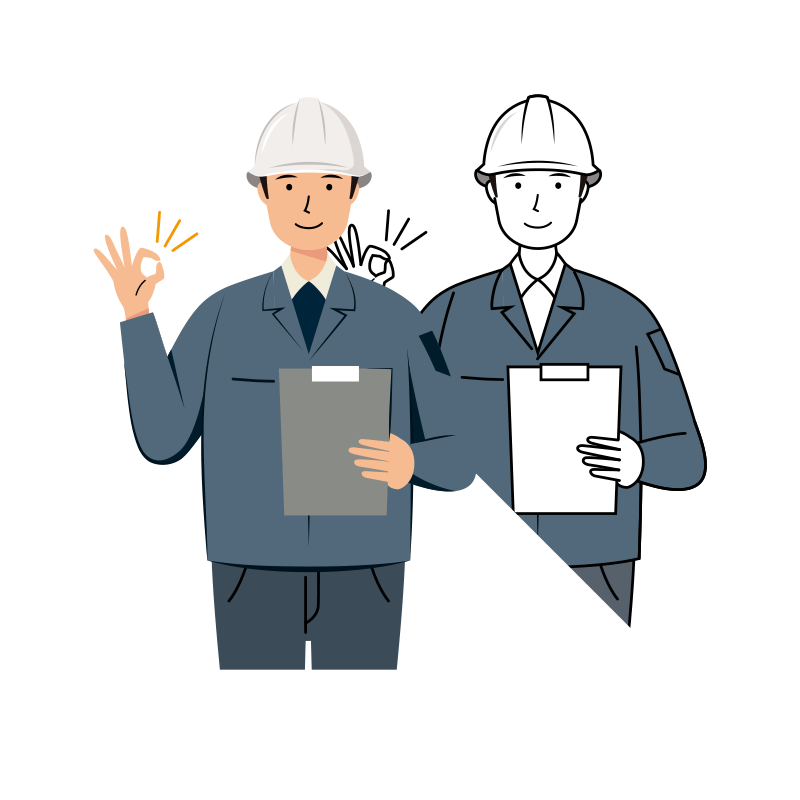 現場監督 イラスト - 男性・OKサイン・白ヘルメット・上半身 | イラストれいと