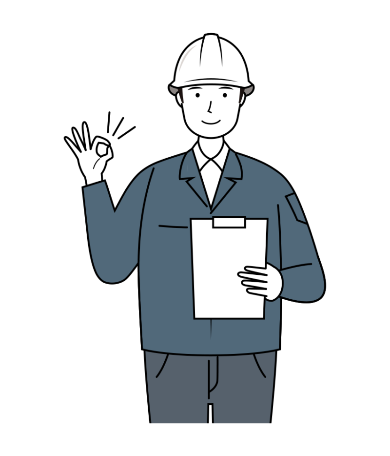 現場監督 イラスト - 男性・OKサイン・白ヘルメット・上半身・上半身 | イラストれいと