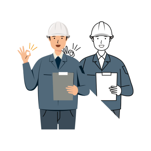 現場監督 イラスト - 男性・OKサイン・白ヘルメット・笑顔・上半身 | イラストれいと