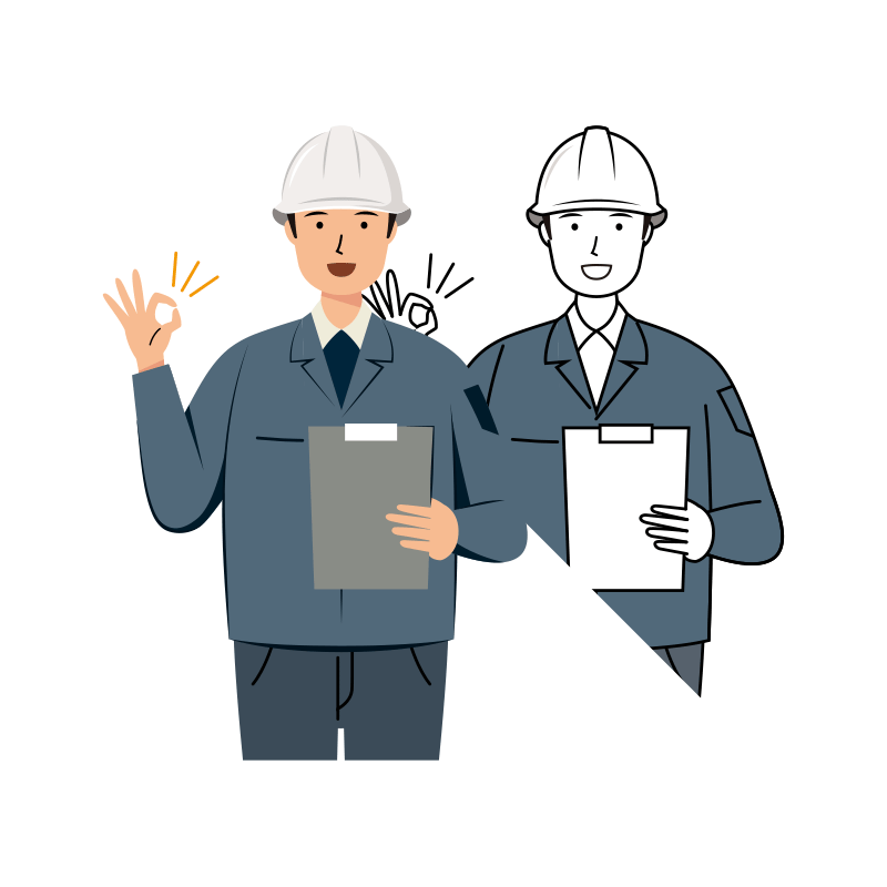 現場監督 イラスト - 男性・OKサイン・白ヘルメット・笑顔・上半身 | イラストれいと