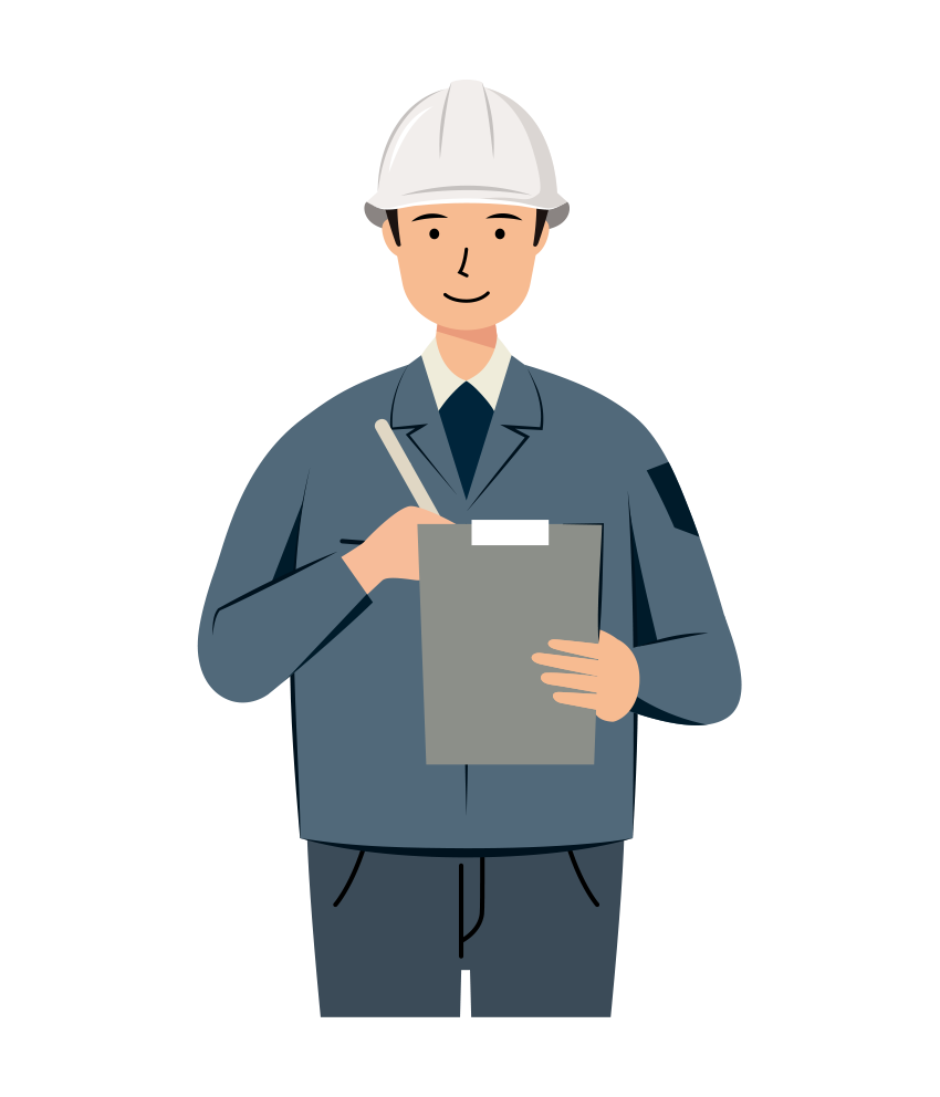現場監督 イラスト - 男性・メモ書き・白ヘルメット・上半身・塗り | イラストれいと