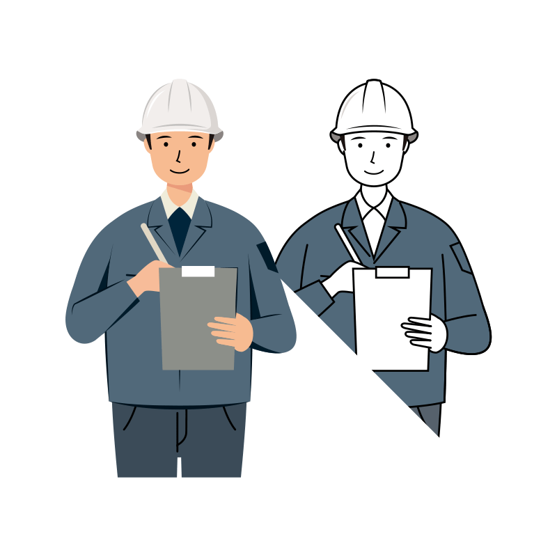 現場監督 イラスト - 男性・メモ書き・白ヘルメット・上半身 | イラストれいと