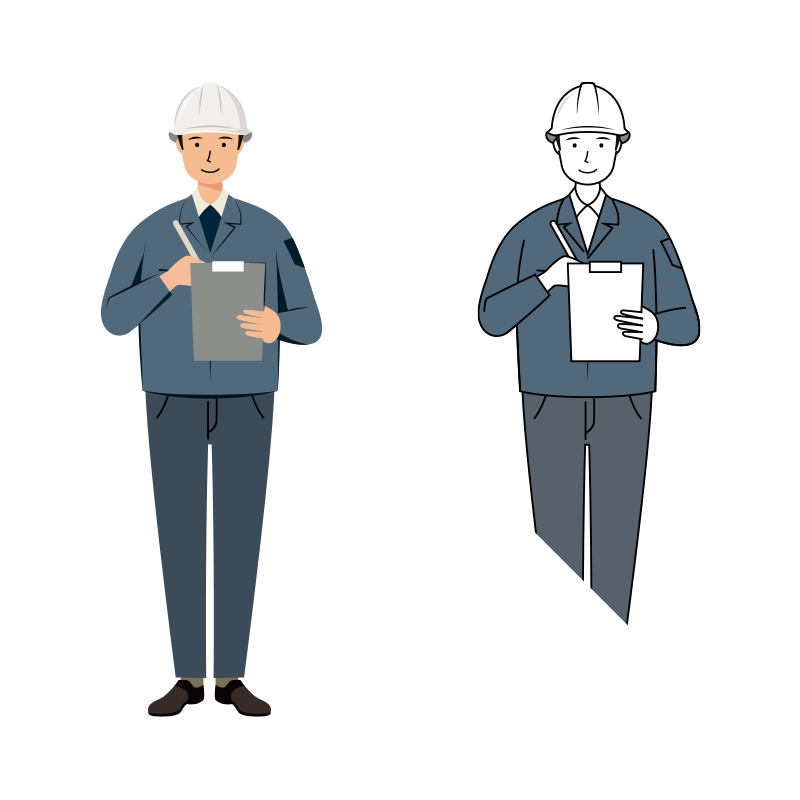 建設・現場 イラスト - 現場監督 (Site Supervisor)・男性・ メモ書き・腕章無し | イラストれいと