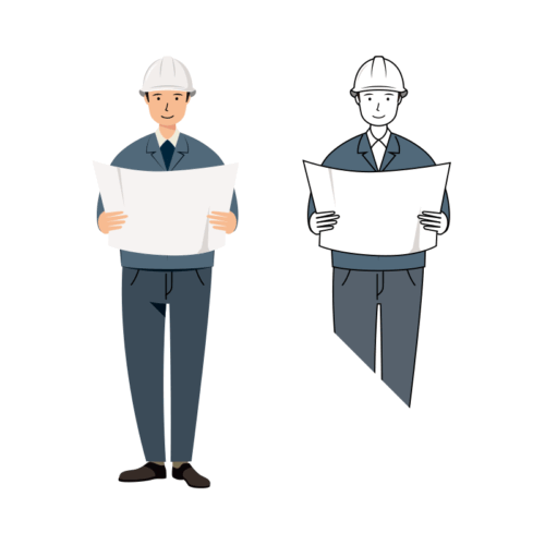 建設・現場 イラスト - 現場監督 (Site Supervisor)・男性・ 図面・腕章無し | イラストれいと