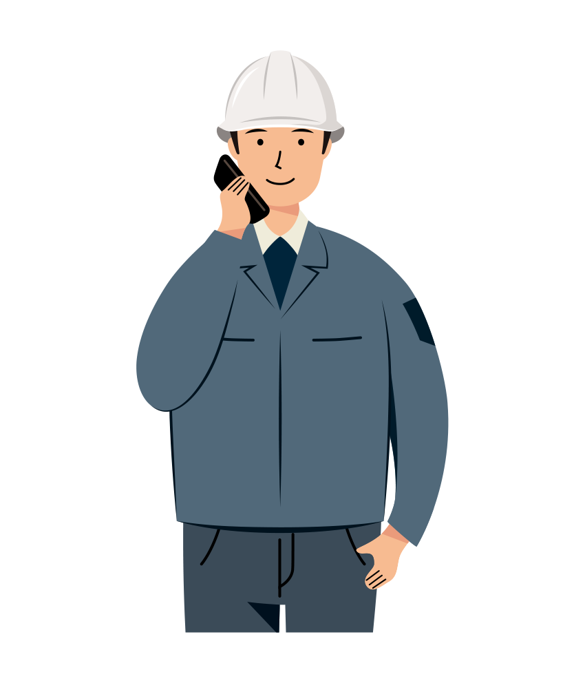 現場監督 イラスト - 男性・会話・白ヘルメット・上半身・塗り | イラストれいと