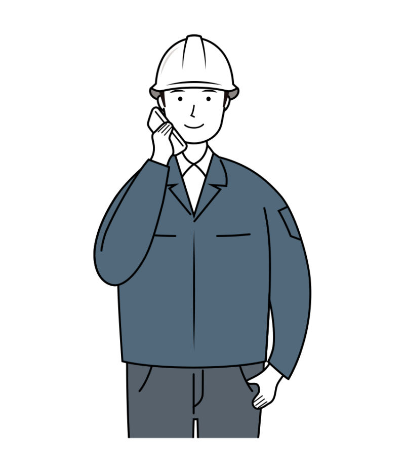 現場監督 イラスト - 男性・会話・白ヘルメット・上半身・線画 | イラストれいと