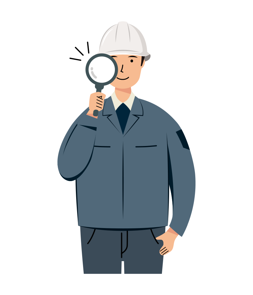 現場監督 イラスト - 男性・チェック作業・白ヘルメット・上半身・塗り | イラストれいと