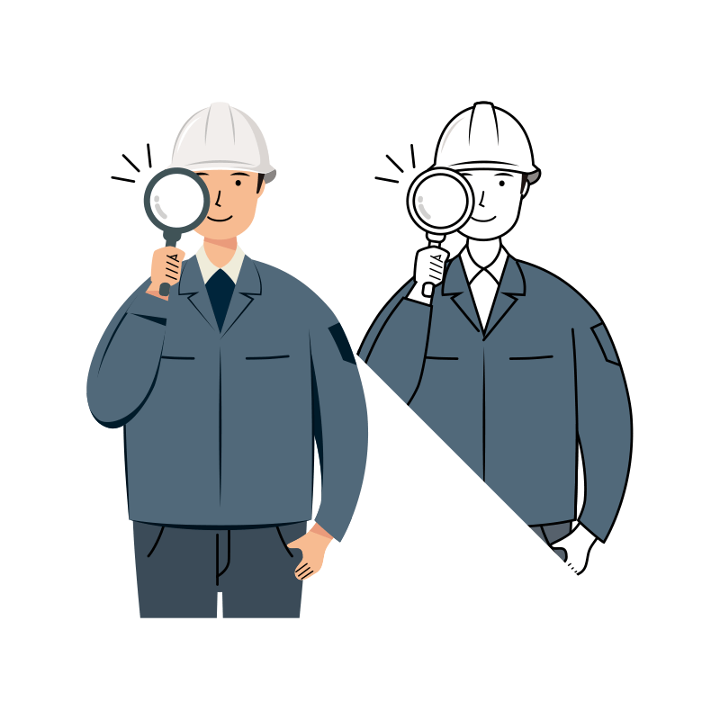 現場監督 イラスト - 男性・チェック作業・白ヘルメット・上半身 | イラストれいと