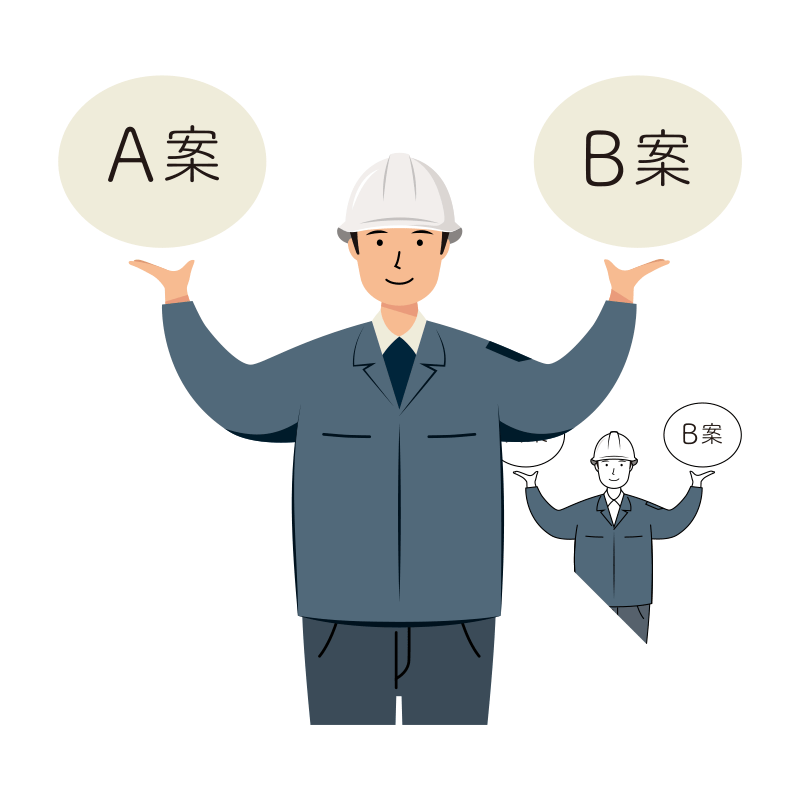 現場監督 イラスト - 男性・プラン提示・白ヘルメット・上半身 | イラストれいと