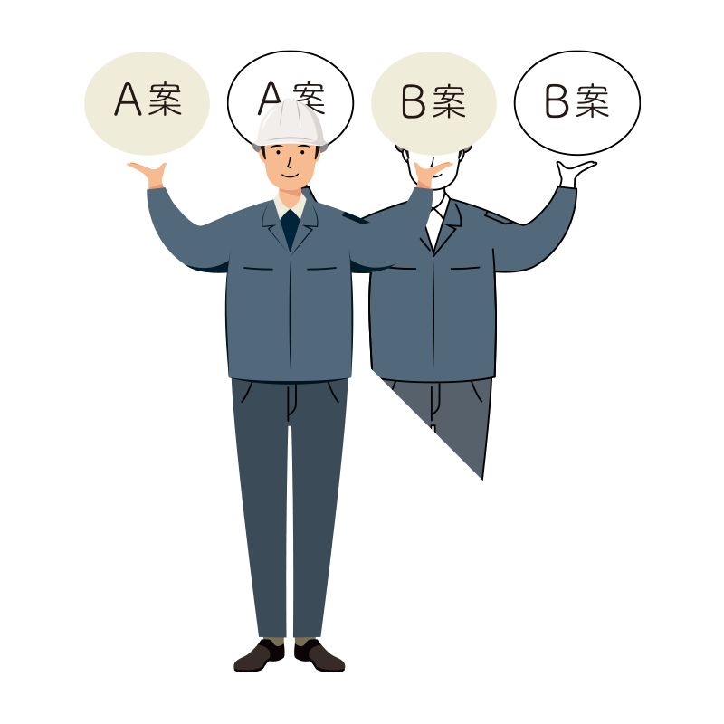 建設・現場 イラスト - 現場監督 (Site Supervisor)・男性・プラン提示・白ヘルメット | イラストれいと