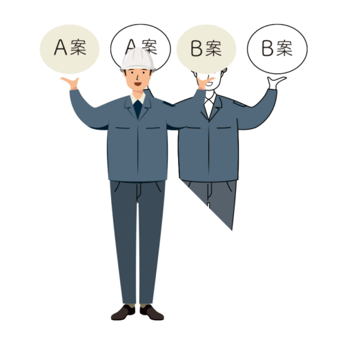 建設・現場 イラスト - 現場監督 (Site Supervisor)・男性・プラン提示・笑顔・白ヘルメット | イラストれいと