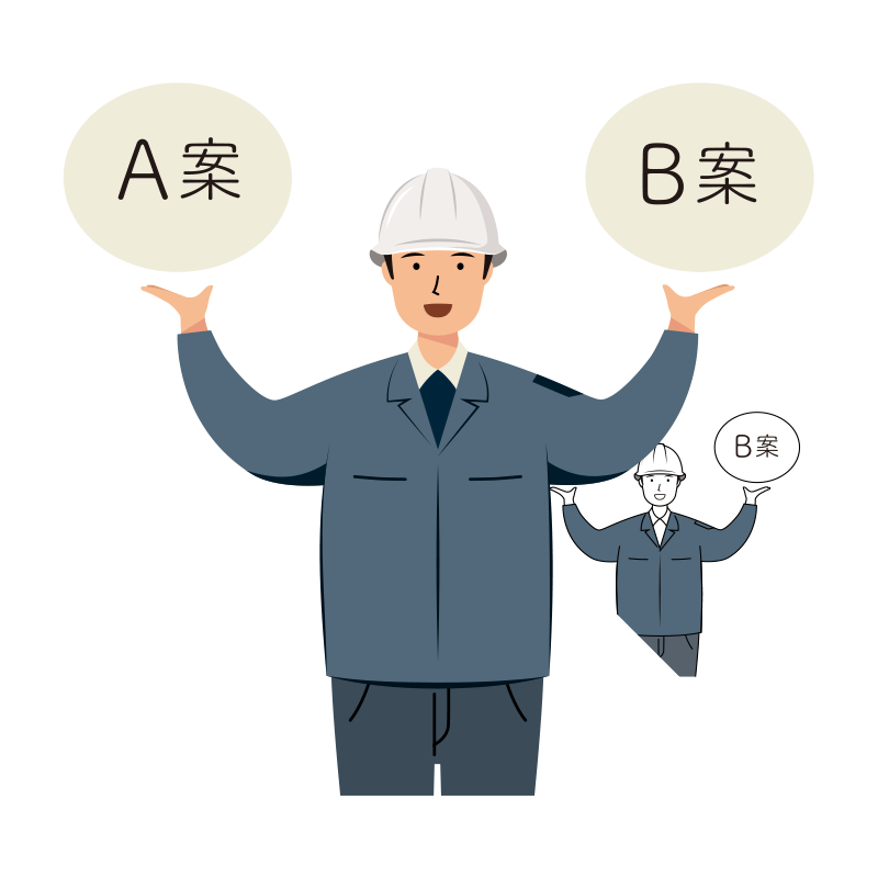 現場監督 イラスト - 男性・プラン提示・笑顔・白ヘルメット・上半身 | イラストれいと