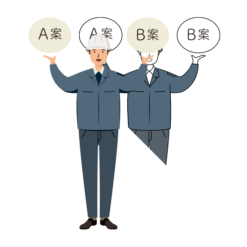 建設・現場 イラスト - 現場監督 (Site Supervisor)・男性・プラン提示・笑顔・白ヘルメット | イラストれいと