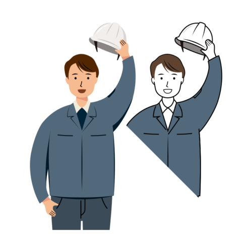 現場監督 イラスト - 男性・挨拶・笑顔・白ヘルメット・上半身 | イラストれいと