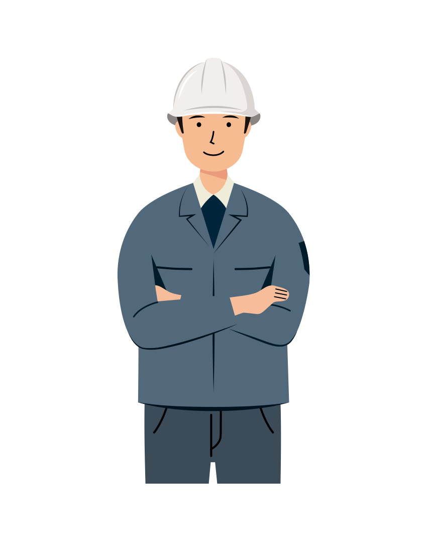 現場監督 イラスト - 男性・自信・白ヘルメット・上半身・塗り | イラストれいと
