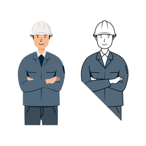 現場監督 イラスト - 男性・自信・白ヘルメット・上半身 | イラストれいと