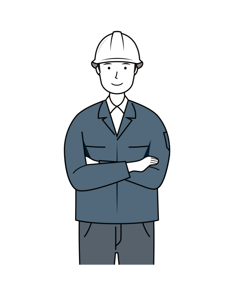 現場監督 イラスト - 男性・自信・白ヘルメット・上半身・線画 | イラストれいと