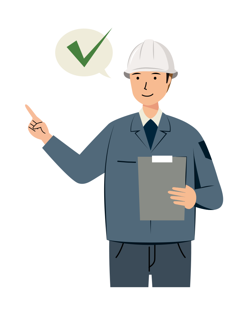 現場監督 イラスト - 男性・安全確認・白ヘルメット・上半身・塗り | イラストれいと