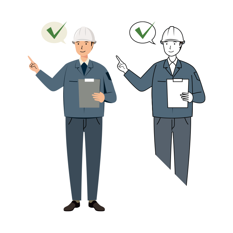 建設・現場 イラスト - 現場監督 (Site Supervisor)・男性・安全確認・白ヘルメット | イラストれいと