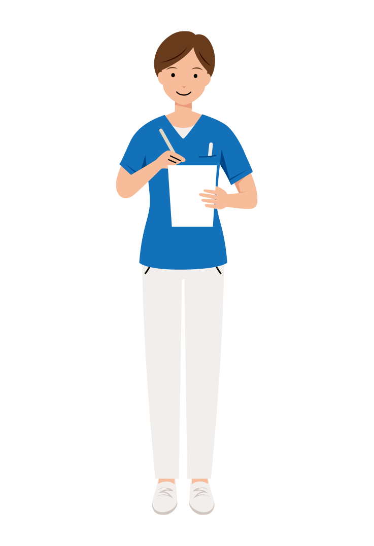 メモを取っている女性看護師のイラスト