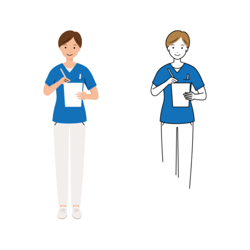 医療 イラスト - 看護師・女性・メモ・スクラブ