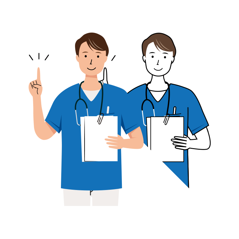 医療 イラスト - 看護師・男性・説明・スクラブ・上半身