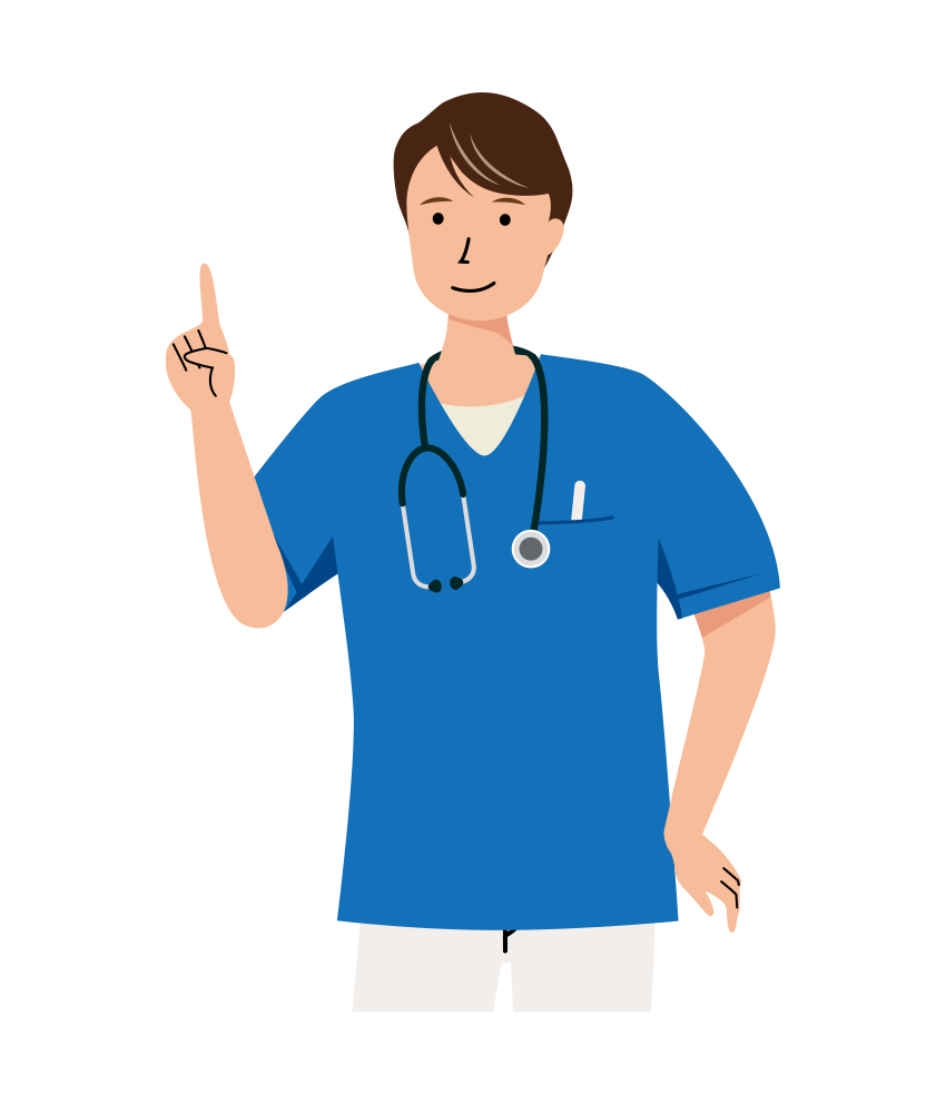 指摘をしている男性介護士のイラスト（上半身）