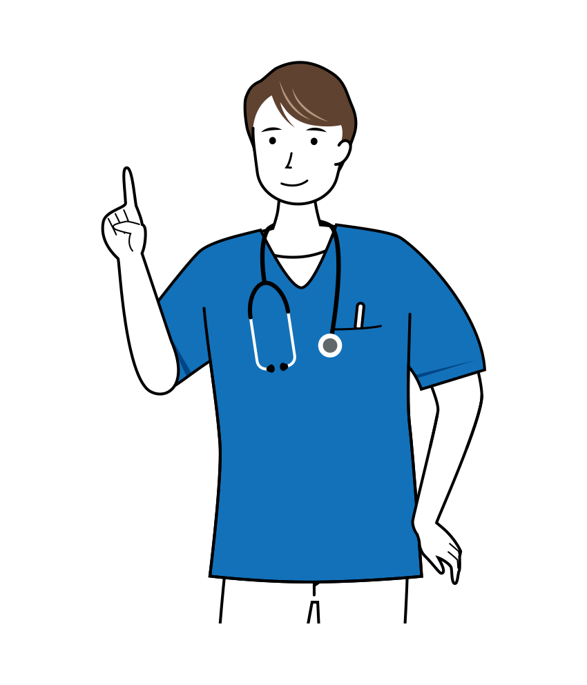 指摘をしている男性介護士のイラスト（上半身）