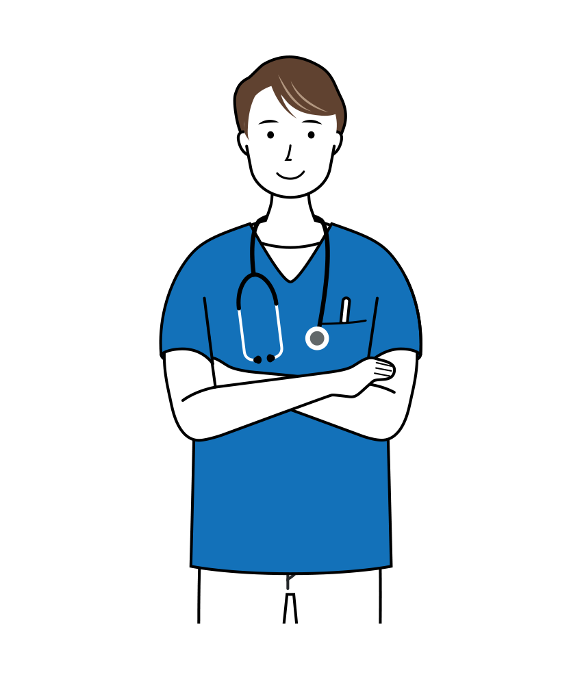 自信と信頼の男性。看護師のイラスト（上半身）